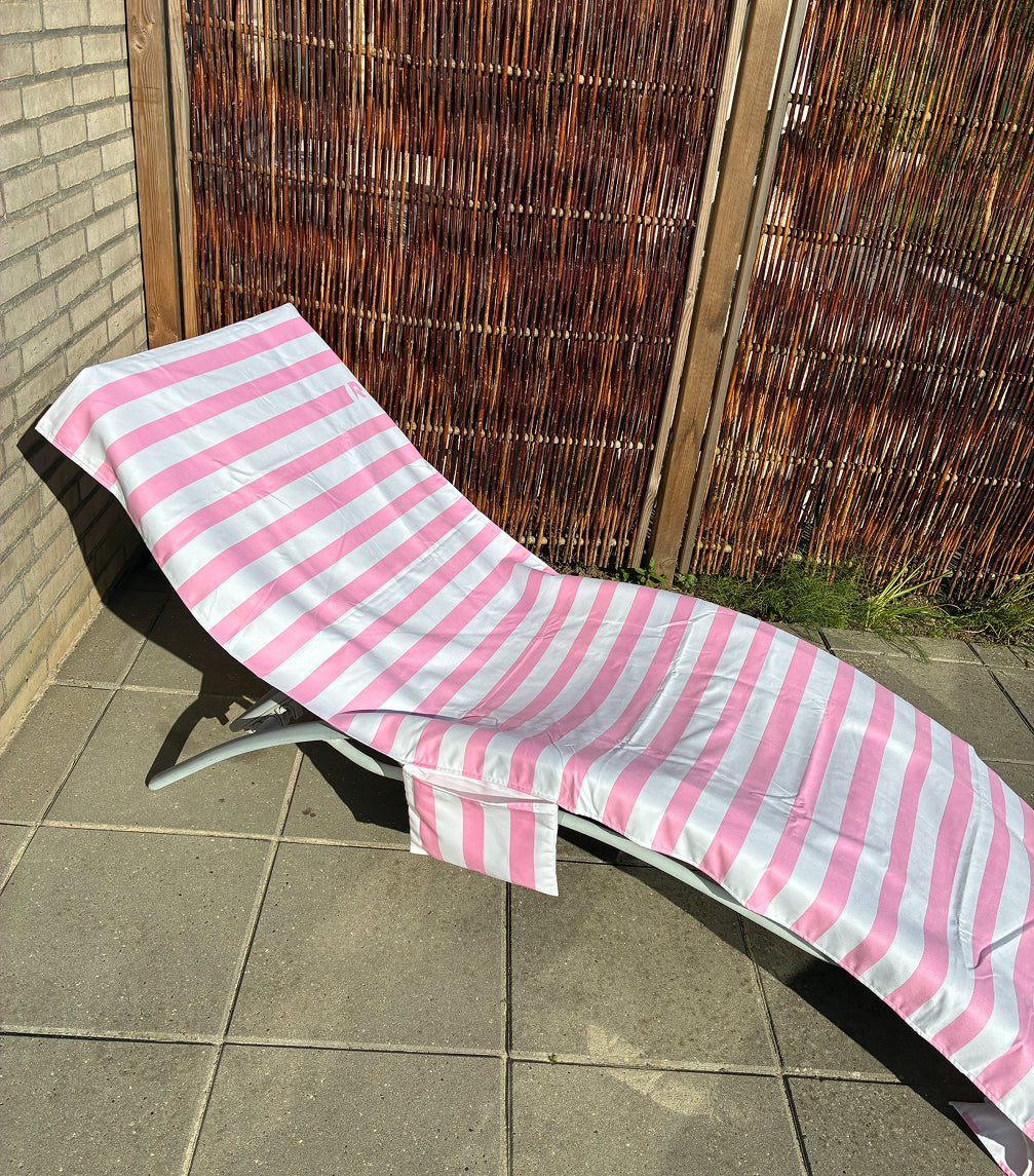 Cover til solseng - Stribet Pink