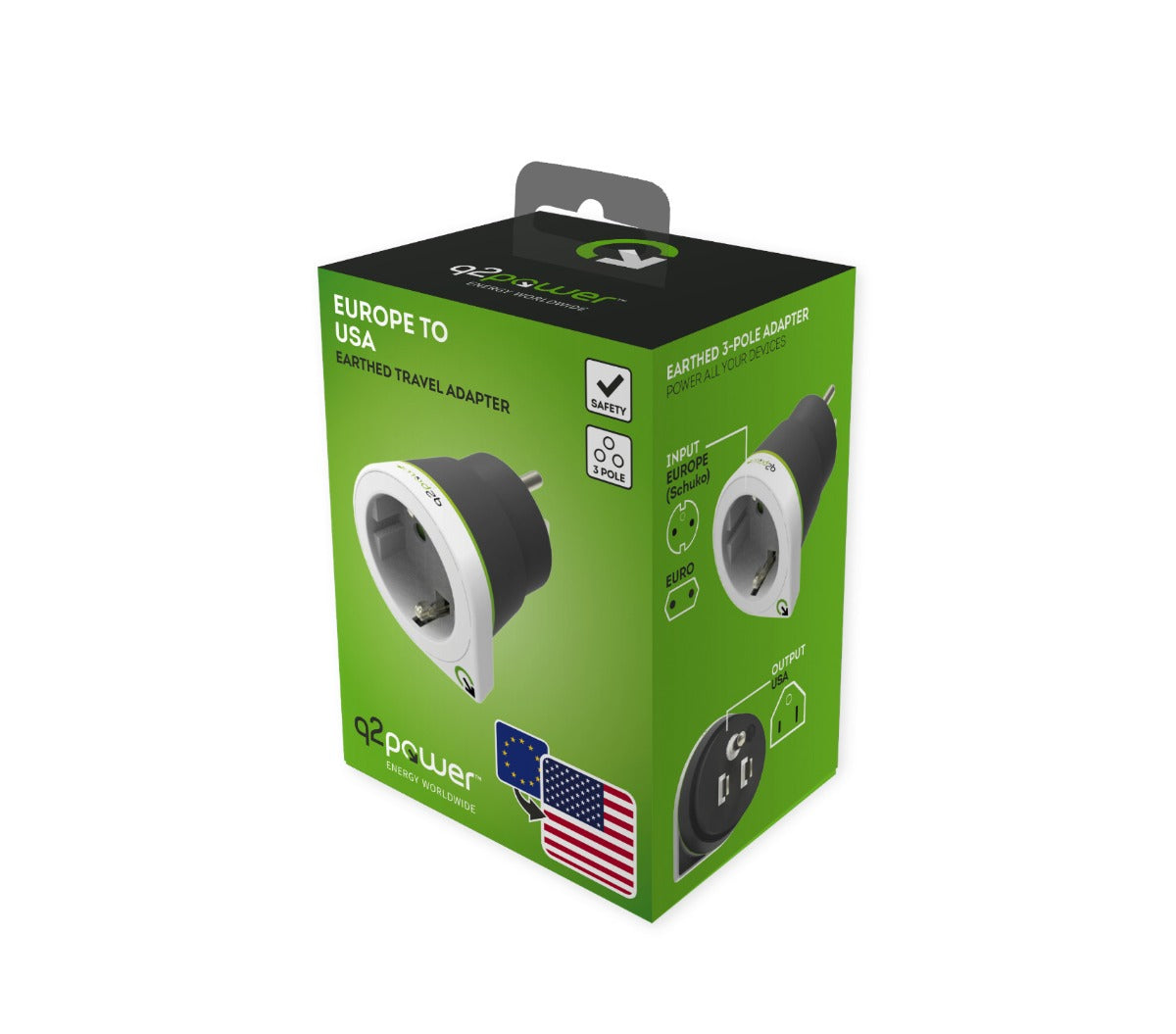 Q2Power Adapter - EU til USA